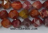 COJ1001 15.5 inches 6mm faceted nuggets red porcelain jasper beads