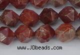 COJ1007 15.5 inches 8mm faceted nuggets pomegranate jasper beads