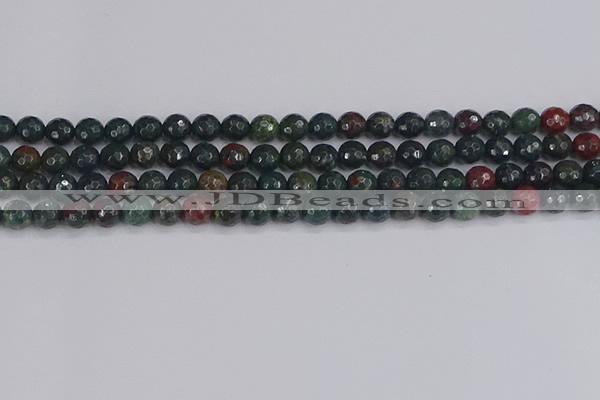 COJ311 15.5 inches 6mm faceted round Indian bloodstone beads