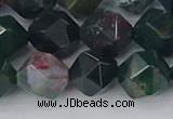 COJ323 15.5 inches 12mm faceted nuggets Indian bloodstone beads