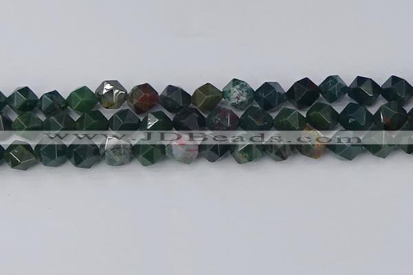 COJ323 15.5 inches 12mm faceted nuggets Indian bloodstone beads