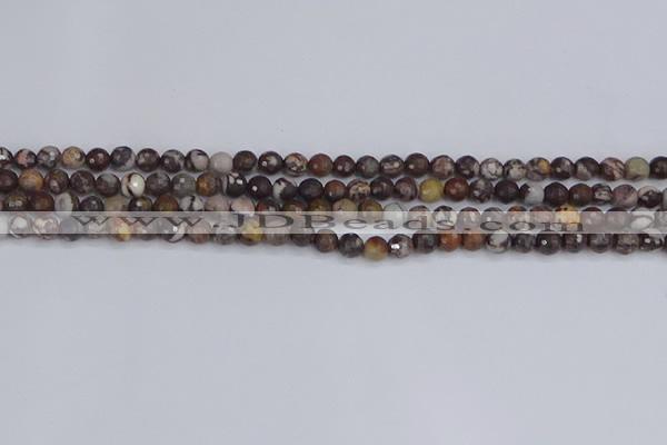 COJ360 15.5 inches 4mm faceted round outback jasper beads