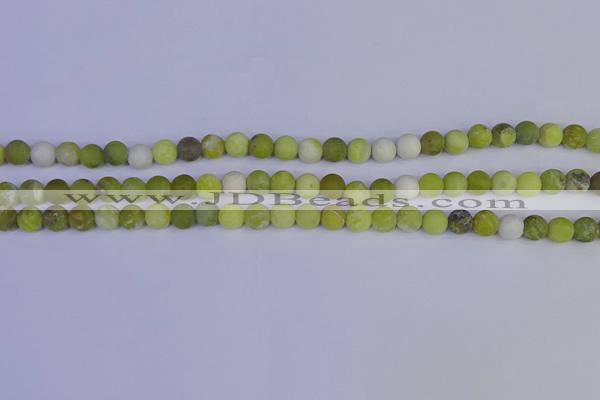 COJ401 15.5 inches 6mm round matte olive jade beads wholesale