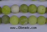 COJ402 15.5 inches 8mm round matte olive jade beads wholesale