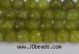 COJ409 15.5 inches 6mm faceted round olive jade beads