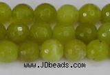 COJ410 15.5 inches 8mm faceted round olive jade beads