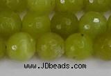 COJ412 15.5 inches 12mm faceted round olive jade beads