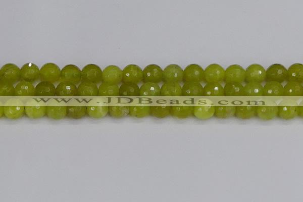 COJ412 15.5 inches 12mm faceted round olive jade beads