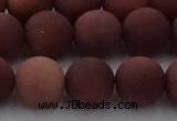 COJ474 15.5 inches 12mm round matte African blood jasper beads