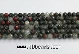 COJ485 15.5 inches 8mm faceted round blood jasper beads wholesale