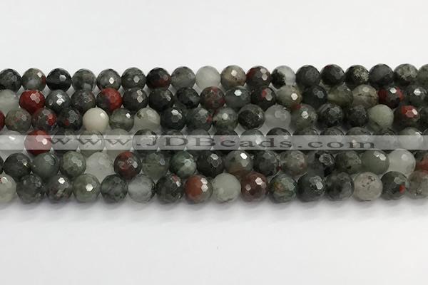 COJ486 15.5 inches 10mm faceted round blood jasper beads wholesale