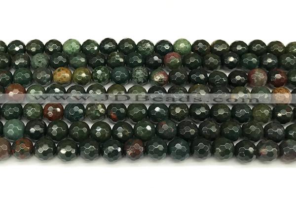 COJ500 15 inches 6mm faceted round Indian bloodstone jasper beads