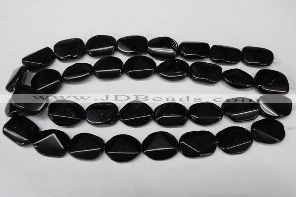 CON106 15.5 inches 18*25mm cut oval black onyx gemstone beads