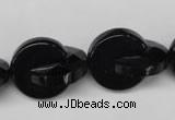 CON115 15.5 inches 18mm curved moon black onyx gemstone beads