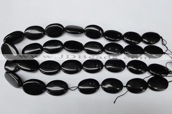 CON35 15.5 inches 18*25mm oval black onyx gemstone beads