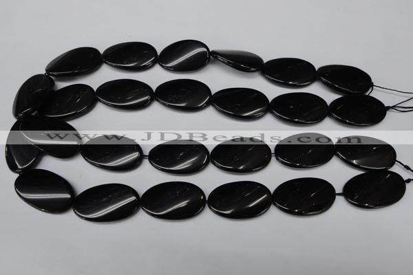 CON59 15.5 inches 18*30mm twisted oval black onyx gemstone beads