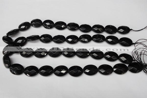 CON66 15.5 inches 15*20mm faceted oval black onyx gemstone beads