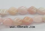 COP06 15.5 inches 9*12mm twisted rice natural pink opal beads wholesale