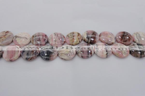 COP1262 15.5 inches 14mm flat round natural pink opal gemstone beads