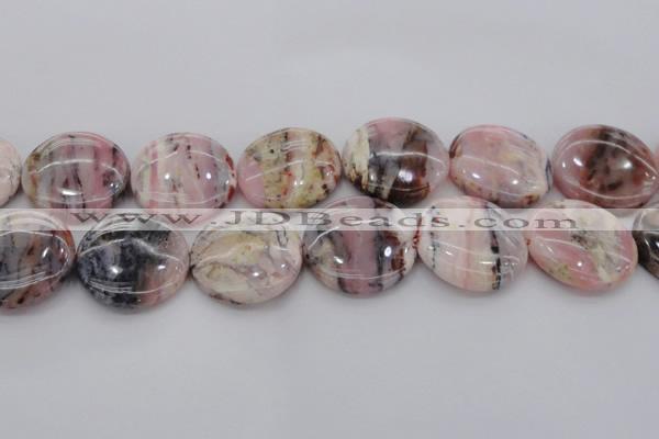 COP1269 15.5 inches 35mm flat round natural pink opal gemstone beads