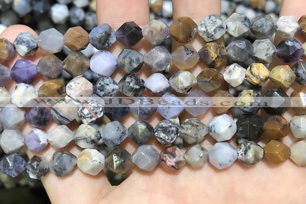 COP1516 15.5 inches 6mm faceted nuggets amethyst sage opal beads