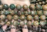 COP1645 15.5 inches 16mm faceted round green opal gemstone beads