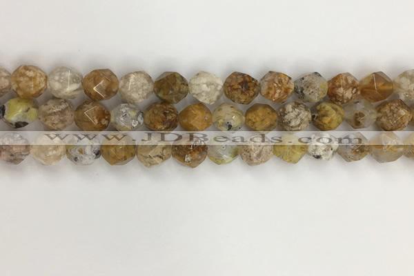 COP1677 15.5 inches 10mm faceted nuggets yellow opal gemstone beads