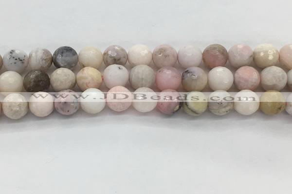 COP1713 15.5 inches 10mm faceted round natural pink opal beads