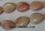 COP173 15.5 inches 13*18mm flat teardrop pink opal gemstone beads