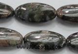 COP256 15.5 inches 15*30mm oval natural grey opal gemstone beads