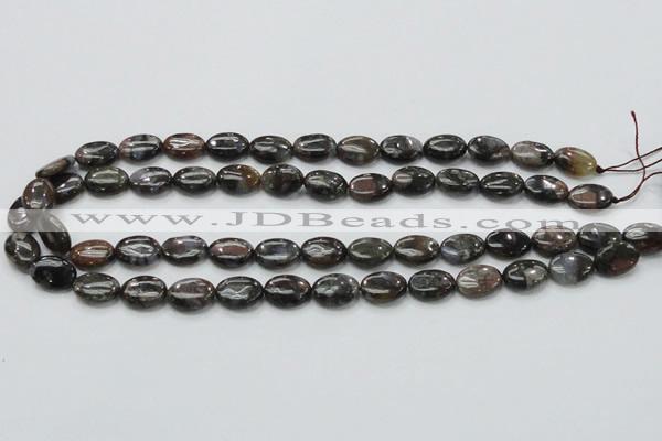 COP269 15.5 inches 10*14mm oval natural grey opal gemstone beads