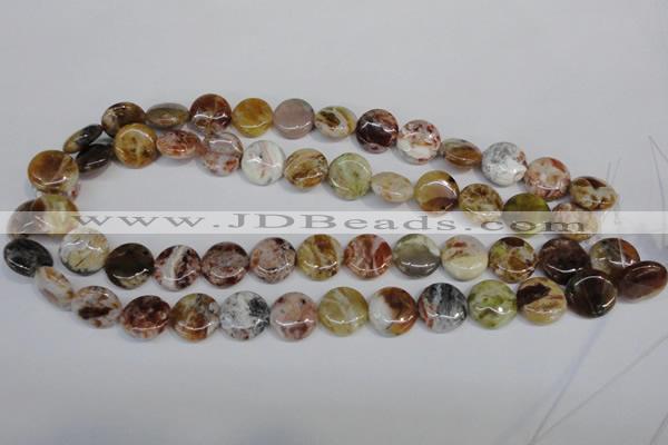 COP310 15.5 inches 15mm flat round brandy opal gemstone beads wholesale