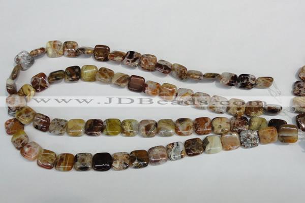 COP321 15.5 inches 12*12mm square brandy opal gemstone beads wholesale