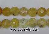 COP345 15.5 inches 10mm faceted coin yellow opal gemstone beads