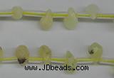 COP347 Top-drilled 6*9mm faceted teardrop yellow opal gemstone beads