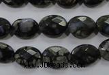 COP486 15.5 inches 10*14mm faceted oval natural grey opal beads