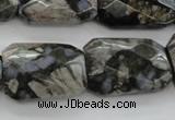 COP492 18*25mm faceted & twisted rectangle natural grey opal beads