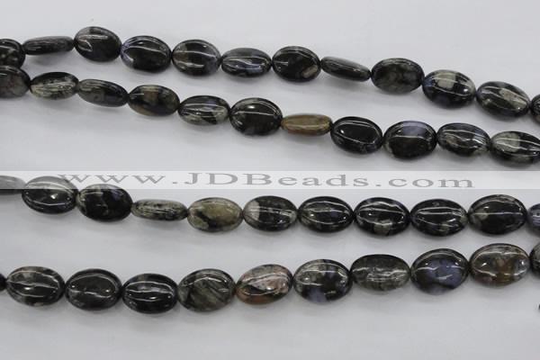 COP496 15.5 inches 10*14mm oval natural grey opal gemstone beads