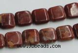 COP526 15.5 inches 12*12mm square red opal gemstone beads wholesale