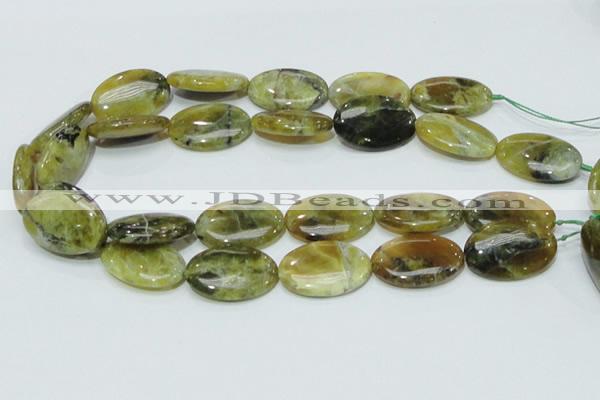 COP555 15.5 inches 20*30mm oval yellow & green natural opal beads