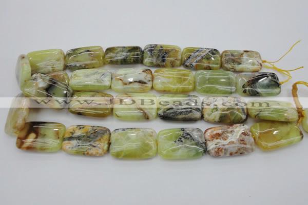 COP571 15.5 inches 20*30mm rectangle natural yellow & green opal beads