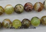 COP590 15.5 inches 12mm round natural yellow & green opal beads