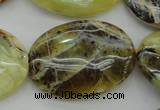 COP593 15.5 inches 25*35mm oval natural yellow & green opal beads