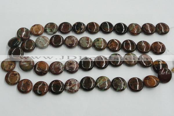 COP605 15.5 inches 18mm flat round green opal gemstone beads