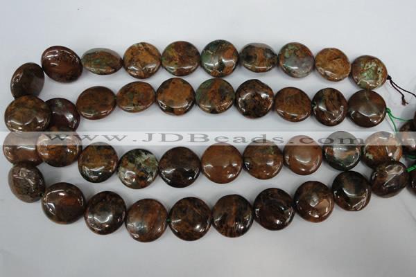 COP755 15.5 inches 20mm flat round green opal gemstone beads