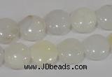 COP904 15.5 inches 12mm flat round natural white opal gemstone beads