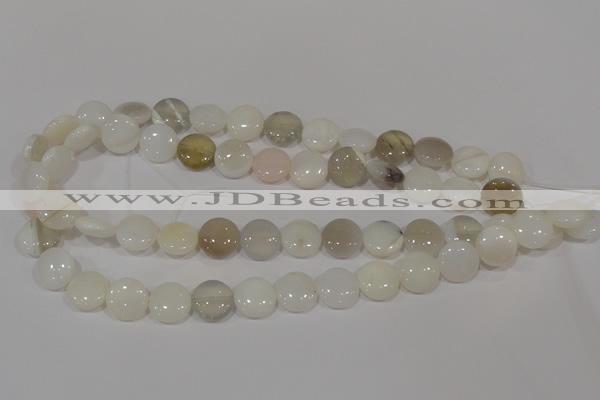 COP905 15.5 inches 14mm flat round natural white opal gemstone beads