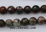 COP965 15.5 inches 14mm faceted round green opal gemstone beads