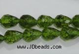 COQ108 15.5 inches 8*12mm faceted teardrop dyed olive quartz beads