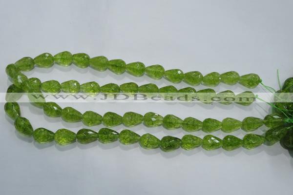 COQ109 15.5 inches 10*14mm faceted teardrop dyed olive quartz beads